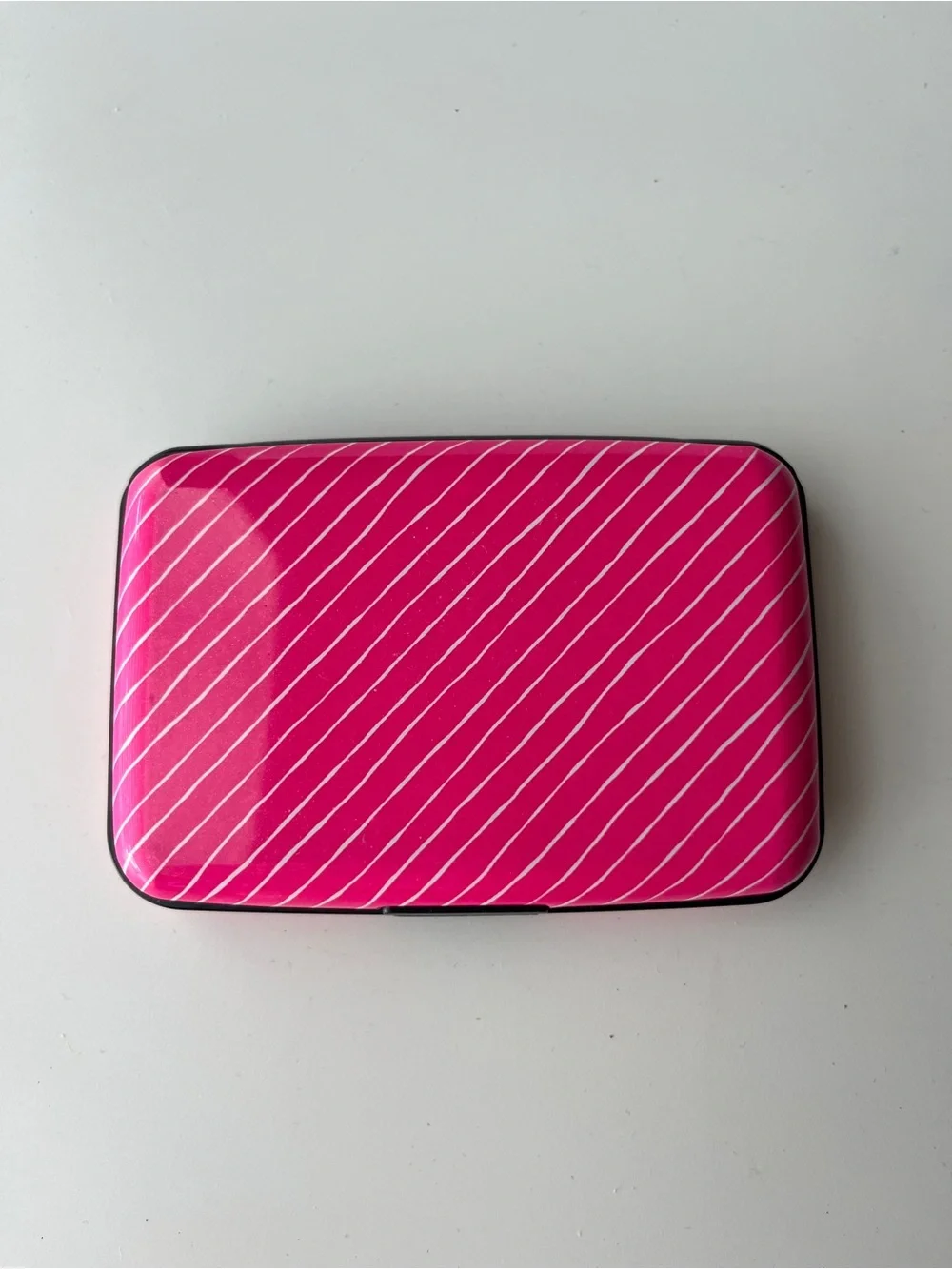 Pink Diagonal Stripe Card Case